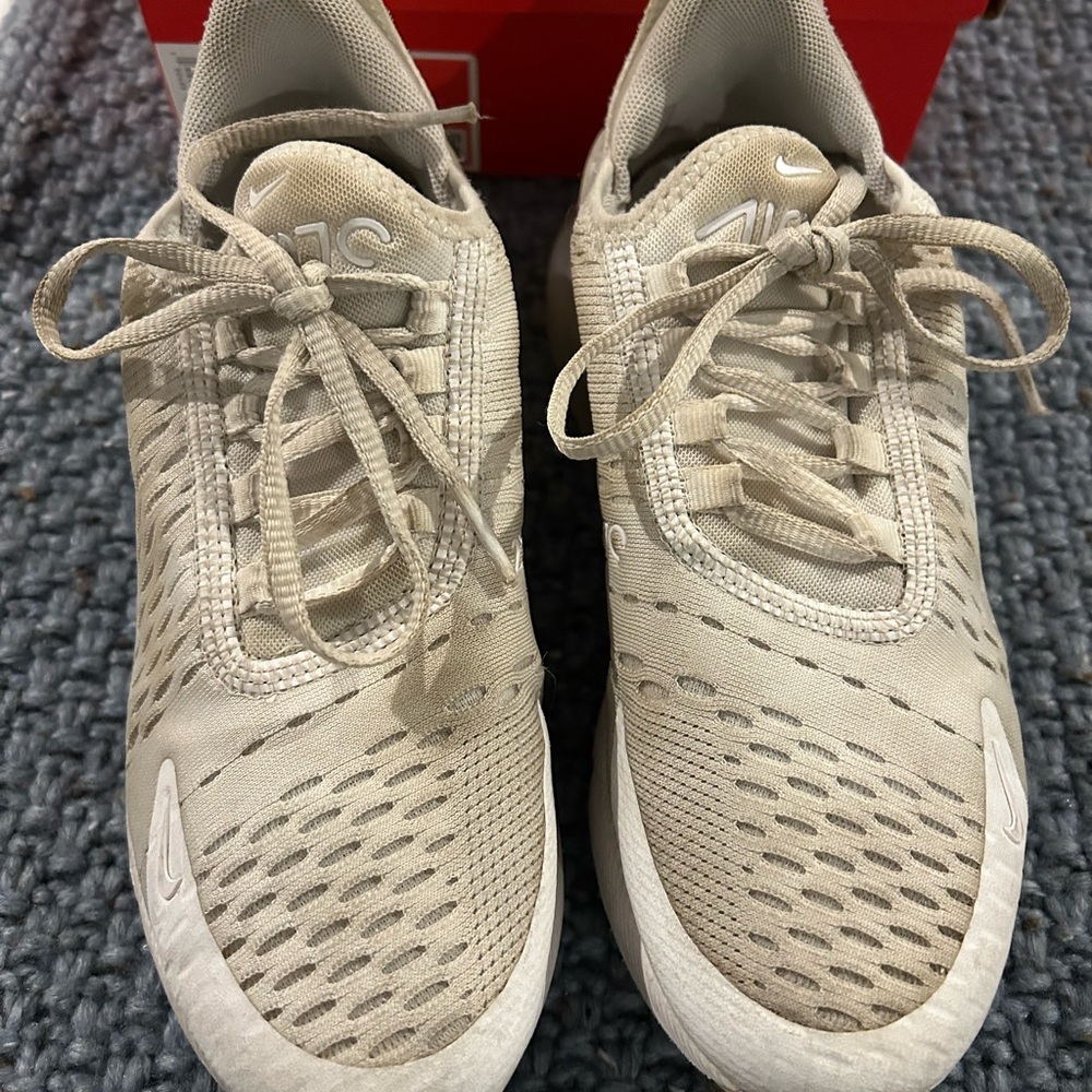 Nike White and Metallic Silver Air Max 270, youth 3.5